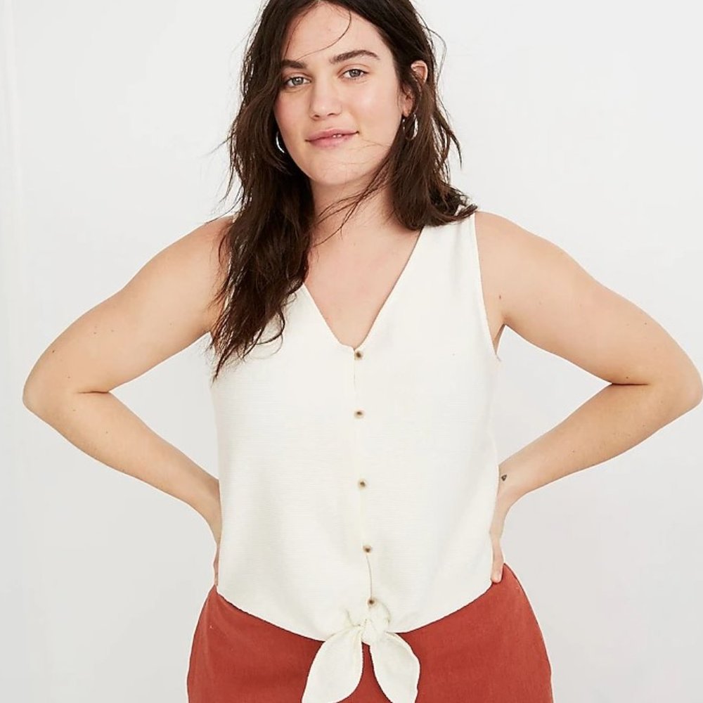 Madewell Texture & Thread Button-Front Tie Tank Top